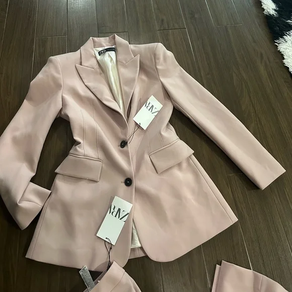 Zara powered pink brush classic fit tuxedo suit